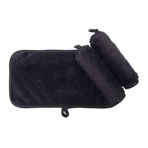 KinHwa Reusable Makeup Remover Cloths Soft Microfiber Face Cleansing Cloth Magically Remove Cosmetics Only with Water ( 3, black )