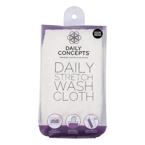 Daily Concepts - Daily Stretch Wash Cloth Reusable Packaging for Whole Body Exfoliation, Stretches Upto Three Times its Size, Vigorous Texture Safe for All Skin Types 68g ...