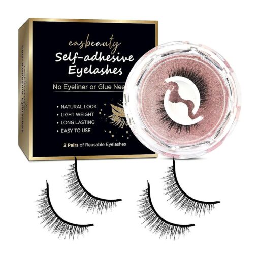 Reusable Self Adhesive Eyelashes, 4PCs False Lashes Natural Look, Self Sticking ( 2-Pairs )