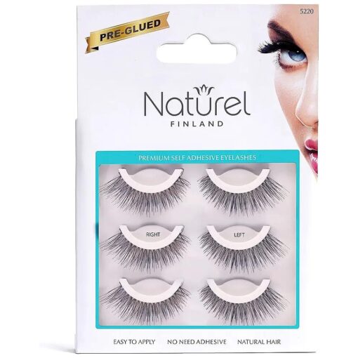 Reusable Fake Eyelashes - Lightweight, Self-Adhesive False Lashes - No Sticky Lash Glue Required : 3 Sets