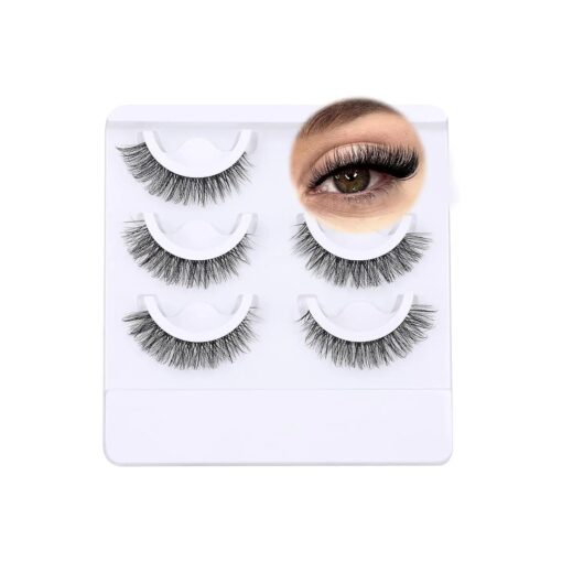 Self Adhesive Eyelashes Reusable Self Adhesive Lashes Natural Look 3 Pairs Wispy Cat Eye Lashes Waterproof Self Adhesive False Eyelashes by Ruairie