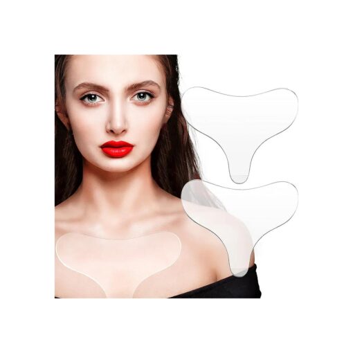 2 Pieces Silicone Chest Pads Reusable T-Shaped Decollete Wrinkles Patches Smooth Your Skin Prevent Skin Ageing for Women and Girls