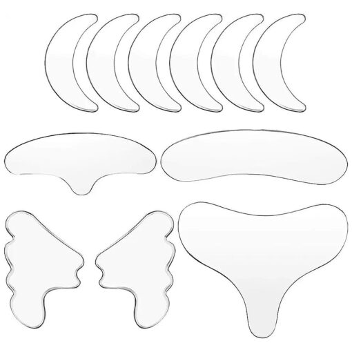 11 Pieces Reusable Silicone Chest Wrinkle Pads Patches, Silicone Neck Wrinkle Patches Pad Forehead Pad Set Cleavage Pad Eye Cheek Stick Valentine 's Day Gift