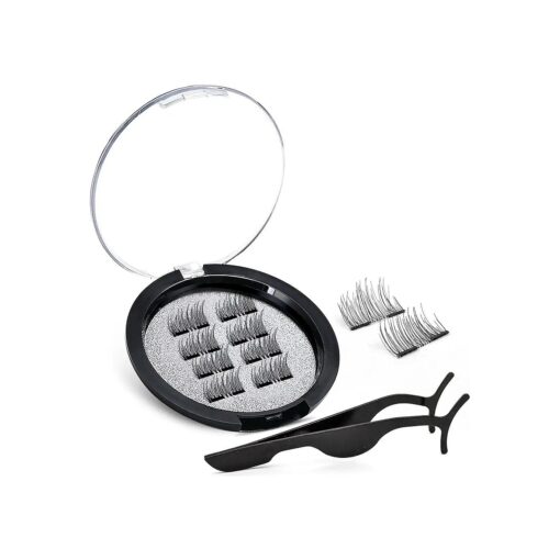 Dual Magnetic Eyelashes, Half Lash, Accent Lashes, Light Weight & Reusable, Updated 3D False Eyelashes with Applicator ( 8pcs )