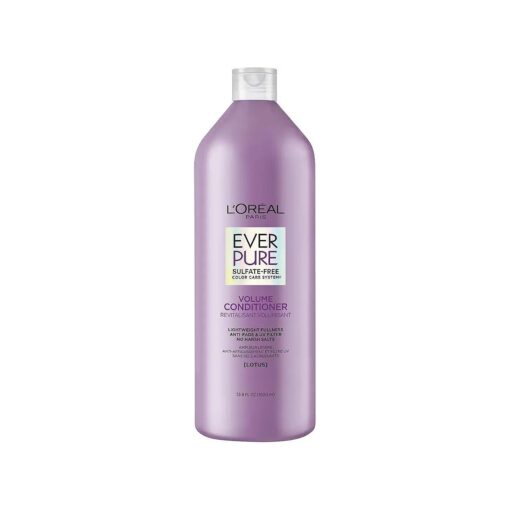 L'Oreal Paris EverPure Volume Sulfate Free Conditioner for Color-Treated Hair, Volume + Shine for Fine, Flat Hair, with Lotus Flower, 33.8 Fl ; Oz ( Packaging May Vary )