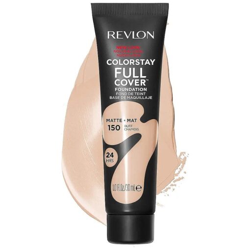 Revlon ColorStay Full Cover Longwear Matte Foundation, Heat & Sweat Resistant Lightweight Face Makeup, Buff ( 150 ), 1.0 oz