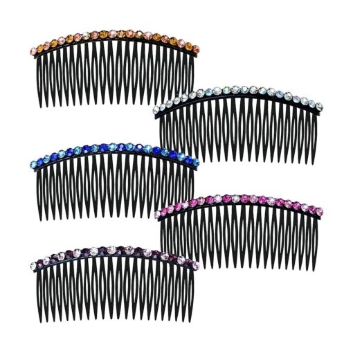 MARY LAVENDER Side Hair Combs with Rhinestone for Women Hold Bangs Hair Twist Comb French Twist Hair Pin Clips Hair Accessories Decorative Comb for Women Kids Girls 5pcs