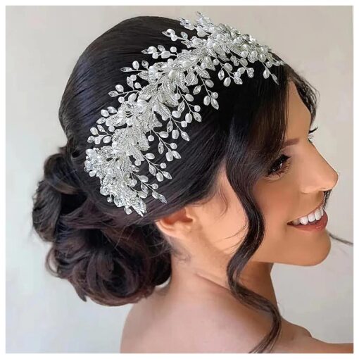 Rhinestone Wedding Hair Band Bridal Headband Wedding Hair Accessories for Brides ( Silver )