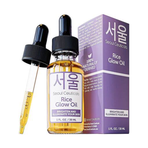 SeoulCeuticals Rice Bran Oil for Skin - Korean Skin Care Facial Glow Oil With Squalane & Vitamin E - Cruelty Free K Beauty Skincare for Glass Skin 1oz