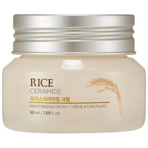 Rice Ceramide Moisturizing Cream - Rice Extract + Rice Bran Oil - Hydrating Targets Dryness, Brightening - Dermatologically Tested - Lightweight Moisturizer Face Cream - Korean Skin Care