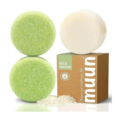 Rice Water Shampoo Bars and Conditioner Set 3 - Hair Growth Regrowth - pH Balanced, Sulfate & Silicone Free - Solid Soap Easy for Travel