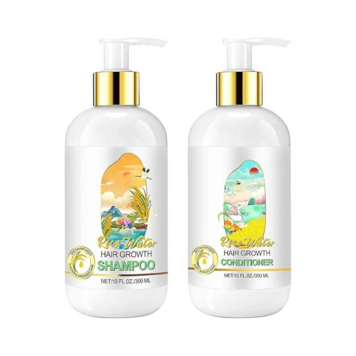 Rice Water Shampoo and Conditioner Set for Hair Growth, Fermented Rice Water Shampoo and Conditioner for Thinning Hair and Hair Loss, Rosemary, Biotin, Caffeine, Hair Care for Men Women ( Rice Water )