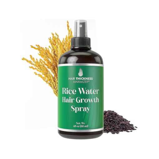 Rice Water Hair Growth Spray, Vegan with Vitamin B, C, Aloe Vera, Hair Thickening, Moisturizing, Strengthening Volumizer For Women, Men, Leave in Fermented Mist For Dry, Frizzy, Weak Hair, Unscented