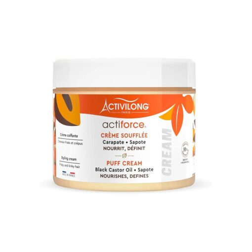 Actiforce Puff Cream - Blow-Dry Cream Infused with Black Castor Oil and Sapote - Rich Creamy Texture for Thicker Hair - Strength and Vitality for Your Hair - 300 ml .