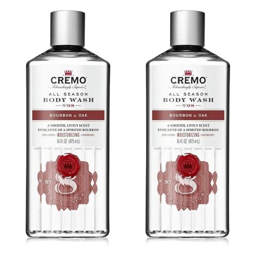 Cremo Rich-Lathering Bourbon & Oak Body Wash, A Sophisticated Blend of Distillers Spice, Fine Bourbon and White Oak, 16 Fl Oz ( 2-Pack )