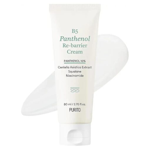 PURITO B5 Panthenol Re-barrier Cream 2.70 fl.oz, / 80ml, Rich Moisturizing Cream with 10 % Panthenol for Strenthening the Skin Barrier, No Silicones, No PEG, No Essential Oils, Vegan, Korean Skincare