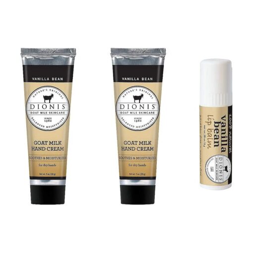 Dionis Goat Milk Hand Cream and Lip Balm 3 Piece Gift Set ( Vanilla Bean, 3 Piece )