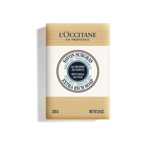 L'Occitane Shea Milk Sensitive Skin Extra Rich Soap, 8.8 oz : With Organic Shea Butter, Cleanse, Protect From Dryness, Family & Sensitive-Skin Friendly