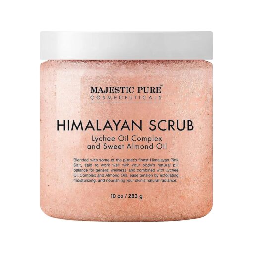 Himalayan Salt Body Scrub with Lychee Oil, Exfoliating Salt Scrub to Exfoliate & Moisturize Skin, Deep Cleansing - 10 oz