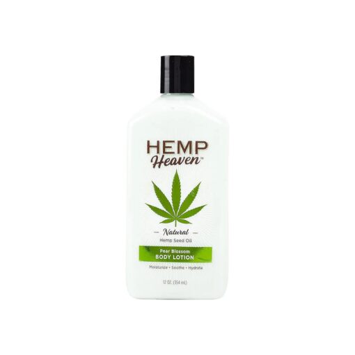 NEW & IMPROVED Hemp Heaven Pure, Natural Hemp Seed Oil Moisturizing body Lotion - Pear Blossom - Moisturize, Soothe & Hydrate, For Men & Women.Vitamins, Minerals, Omega 3 & Omega 6, 12 Oz