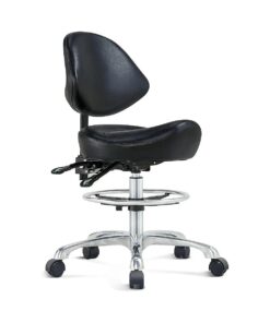 Saddle Chair Rolling Saddle Stool with Back Support, Esthetician Chair Ergonomic Saddle Chair for Dental Hygienist, Medical, Salon ( with Back, Black )