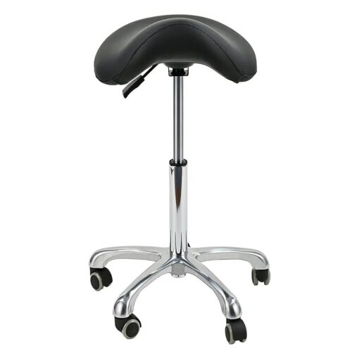 Saddle Seat Stool Rolling Chair Drafting Hydraulic Swivel Adjustable Ergonomic Style with Foot Rest Wheels for Home Office Dental Clinic Spa Salon Kitchen Bar Use, Black