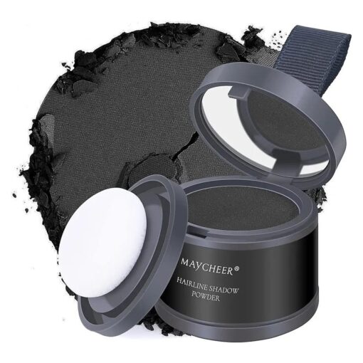 1Pc Root Touch Up Hair Powder, Hairline Shadow Powder Root Cover Up for Thinning Hair, Hair Powder for Women Men Gray Hair Coverage Touch Up Hair Powder-Black