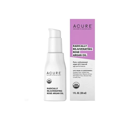 ACURE Radically Rejuvenating Rose Argan Oil - Face, Hair & Body Oil Serum Rich in Vitamin E - Lightweight, Non-Greasy, Vegan - 1 Fl Oz