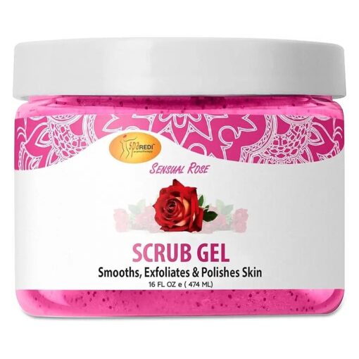 SPA REDI - Exfoliating Scrub Pumice Gel, Sensual Rose, 16 oz - Manicure, Pedicure and Body Exfoliator Infused with Hyaluronic Acid, Amino Acids, Panthenol and Comfrey Extract