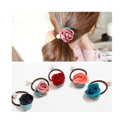 Ruihfas 5Pcs Girls Women Pearls Flower Hair Accessories Elastic Hair Ties Hair Ropes Fashion Headbands Ponytail Holders Hair Rings Hairband