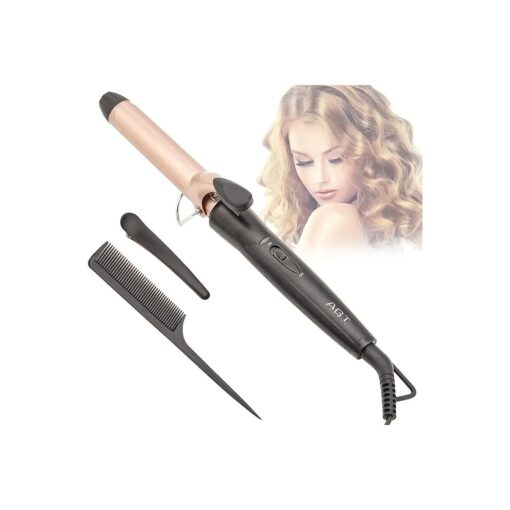 Hair Curling Iron 1 Inch Professional Ceramic Coating Barrel, Hair Curler with ON/Off Button Portable Hair Care Bar Fast Heat Up, Rose Gold