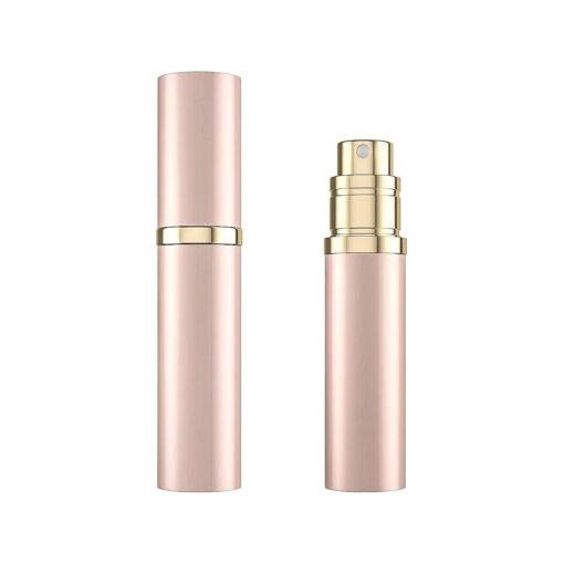 Refillable Perfume Bottle Atomizer for Travel, Portable Easy Refillable Perfume Spray Pump Empty Bottle for men and women with 5ml Mini Pocket Size ( Rose Gold )