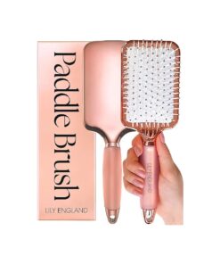 Lily England Hair Brush for Women For All Hair Types - Professional Paddle Brush for Blow Drying, Hair Detangling, & Straightening - Flat Hairbrush With Gel Handle for Easy Grip, Rose Gold