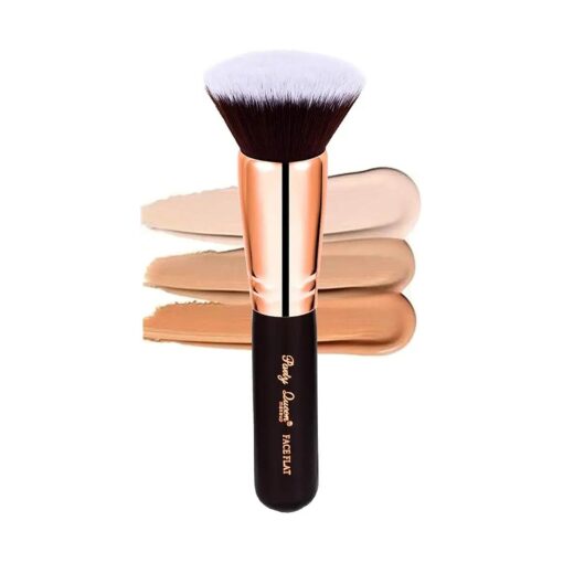 Flat Top Kabuki Foundation Brush, Vegan Makeup Tool, Synthetic Makeup Brushes for Liquid, Cream, Blending Mineral, Powder, Buffing Stippling, Soft, Travel Size Makeup Tools, RoseGold