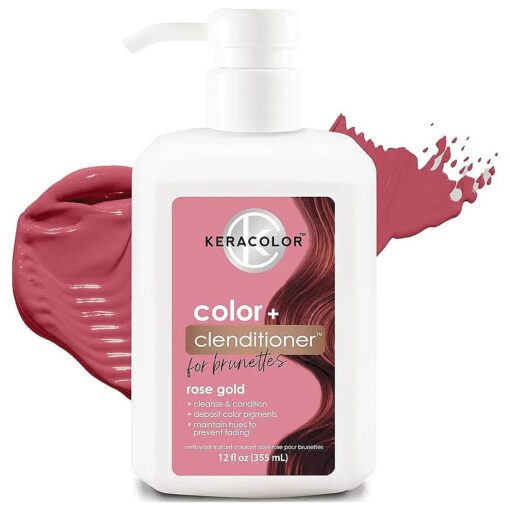 Keracolor Clenditioner for Brunettes ROSE GOLD Hair Dye - Semi Permanent Hair Color Depositing Conditioner, Cruelty-free, 12 Fl, Oz .