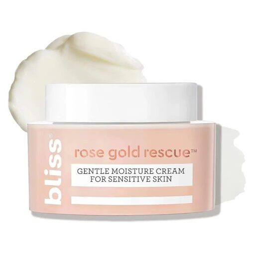 Bliss Rose Gold Rescue Moisturizer - 1.5 Oz - Gentle Face Cream - Soothing Rose Water & Nourishing Colloidal Gold for Sensitive Skin - Fragrance-Free - Clean - Vegan & Cruelty-Free