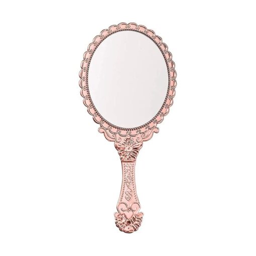 Hand Mirror Makeup Mirrors Handheld Decorative Personal Vintage Cosmetic Travel Mirrors ( Rose Gold )