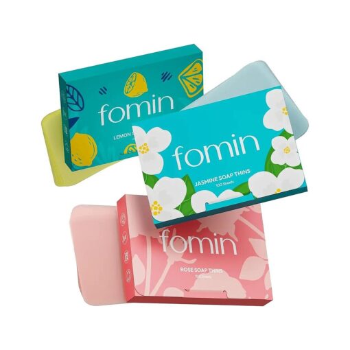 FOMIN - Antibacterial Paper Soap Sheets for Hand Washing - ( 300 Sheets ) Rose, Jasmine, Lemon Portable Travel Dissolvable Camping Mini Soap Portable Hand Soap Sheets