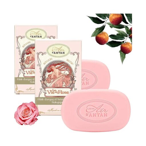 Air d'Antan All Natural Soap For Women : Rose Soap Bars Multipack 2x3.52oz Rose, Peach and Patchouli Soap Bars - South Of France Handmade Body Soap Bars Set - Organic Oils - Bar Soap for Women -