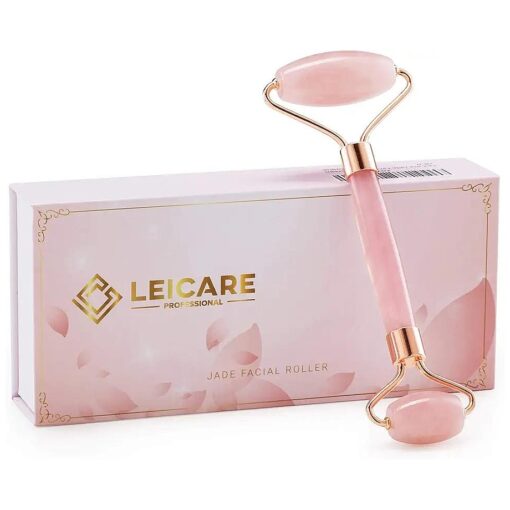 Jade Roller for Face - Rose Quartz Face Roller Skin Care - Stone Facial Roller, Face Massager for Women, Relieve Stress, Remove Wrinkles Eye Puffiness