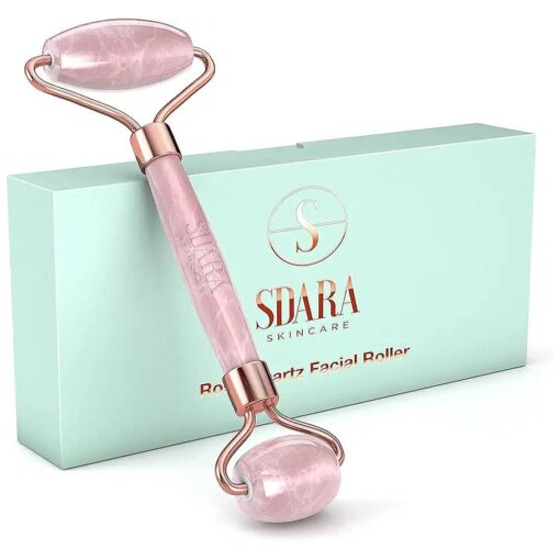 Rose Quartz Roller - Anti Aging Jade Roller for Wrinkles and Puffy Eyes - Eye & Face Roller for Slimming & Firming Facial Massage