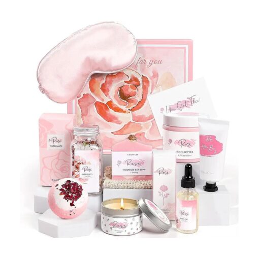 Spa Gift for Women, Rose Spa Gifts Care Package for Women, Women Bath and Body Works Gift Set, Relaxing Spa Gifts for Women, Bath Sets for Women Spa Gifts Set for Mom Sister Friend Wife