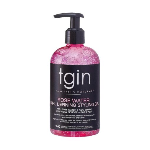 tgin Rose Water Defining Styling Gel for Natural hair - Curls - Waves - Low porosity hair - Fine hair 13OZ