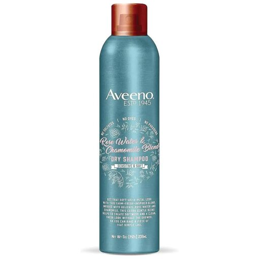 Aveeno Rose Water & Chamomile Blend Gentle Dry Shampoo for Sensitive Scalp & Soft Hair, Sulfate Free Dry Shampoo, Paraben & Dye-Free, 5 Fl Oz