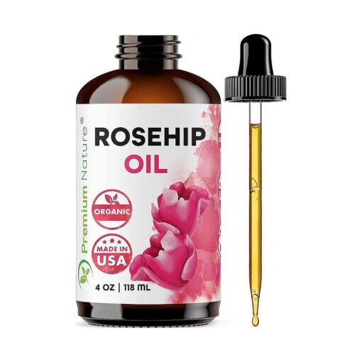 Premium Nature Rosehip Oil For Face Oil for Women, Rosehip Seed Oil Pure Cold Pressed Unrefined Oil For Hair and Nails Skin Care Moisturizer, Rose Hips Face Oils and Serums 4oz