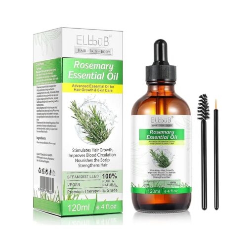 Rosemary Oil for Hair Growth & Skin Care -120ml 100 % Pure Rosemary Essential Oil for Eyebrow and Eyelash, Nourishes The Scalp, Stimulates Hair Growth for Men Women