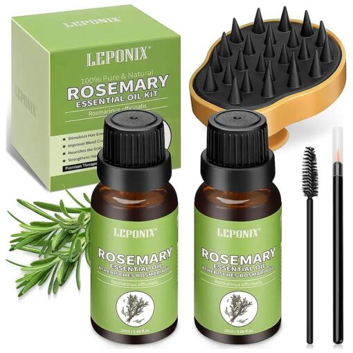 LEPONIX Rosemary Hair Oil for Hair Growth, Nature Pure Rosemary Oil for Hair with Scalp Massager Hair Growth Hair Regrowth Treatments for Women Men