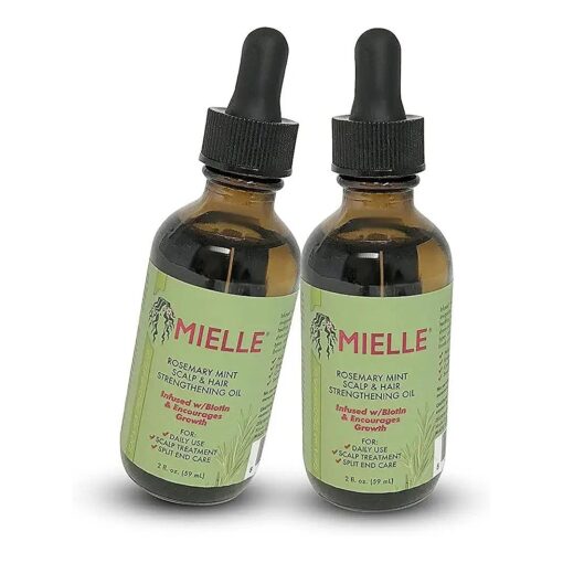 Mielle Organics Hair Products Rosemary Mint Hair Growth Oil 2 oz, ( Pack of 2 ), Infused with Biotin to Encourage and Strengthen Hair Growth, Rid of Itchy and Dry Scalp