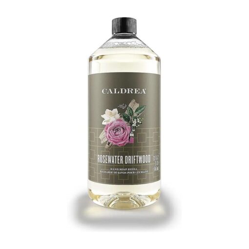 Caldrea Hand Soap Refill, Aloe Vera Gel, Olive Oil And Essential Oils To Cleanse And Condition, Rosewater Driftwood Scent, 32 Oz