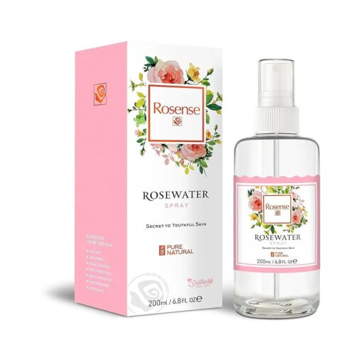 Rosense Glass Bottle Rosewater Hydrating Facial Toner/Rose Water Face Mist 6.8 Oz